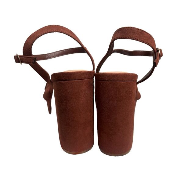 A New Day Sepia Brown Riah Open Toe Ankle Strap Block Heels Women's Size 9.5 - Picture 5 of 10